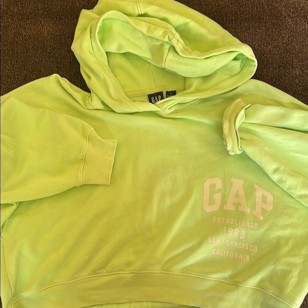 GAP Neon Green Crop Pullover Hoodie